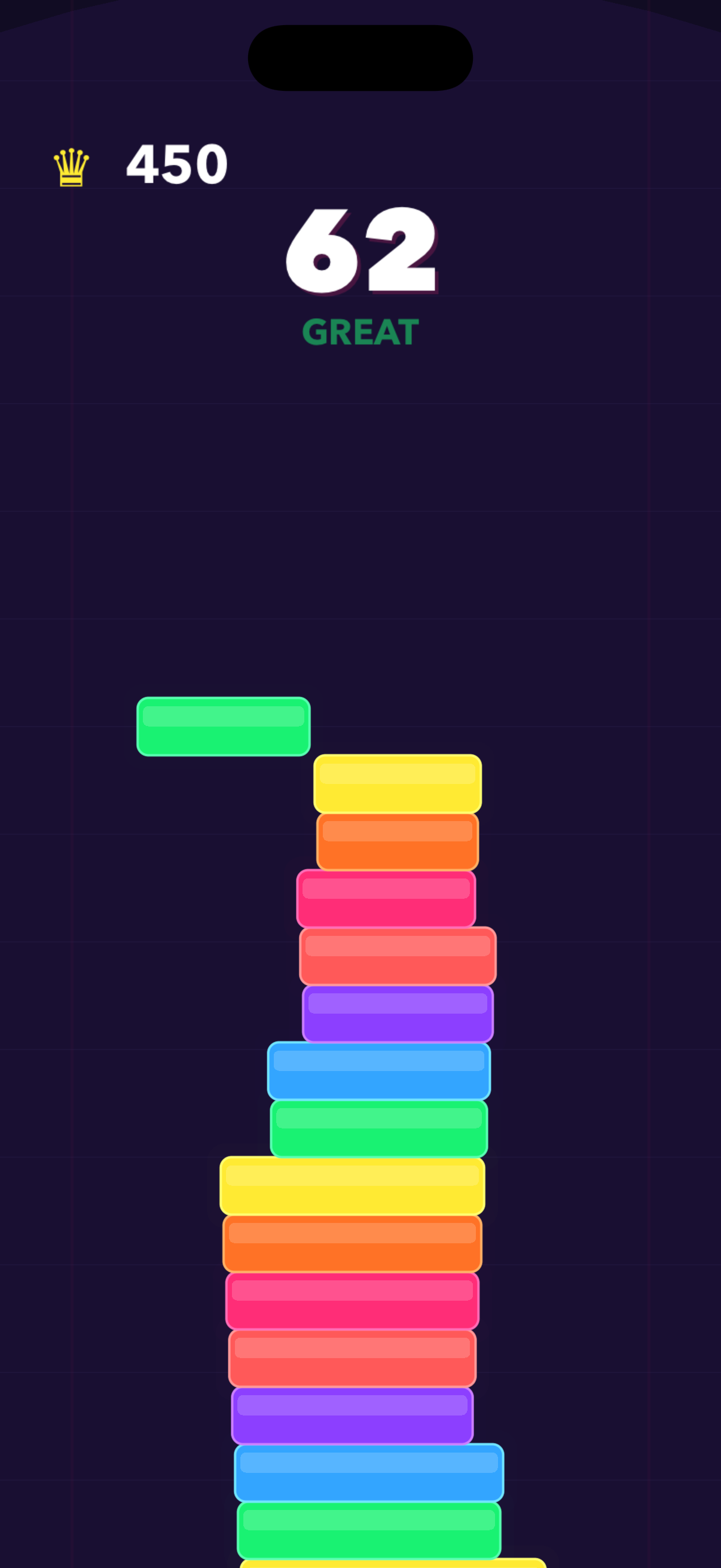 Toolate arcade stacking gameplay screenshot